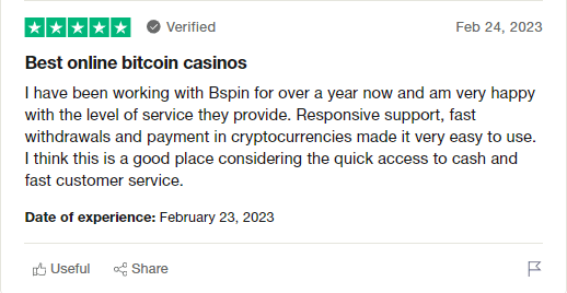 A positive bspin Trustpilot Review