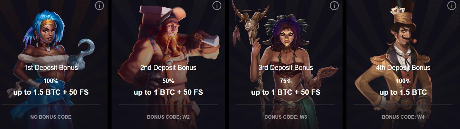 Mirax Casino has 4 different bonuses